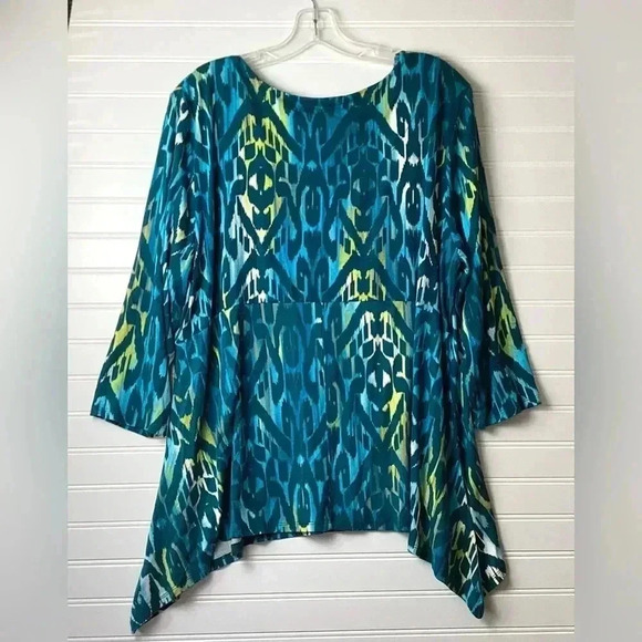 Ruby Red women's top blue Scooped Neck Geometric Size PXL - Picture 5 of 7